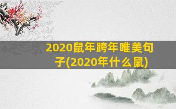 2020鼠年跨年唯美句子(2020年什么鼠)