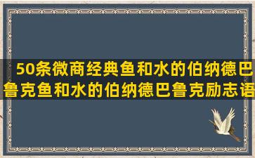 50条微商经典鱼和水的伯纳德巴鲁克鱼和水的伯纳德巴鲁克励志语录长句(微商语录经典)