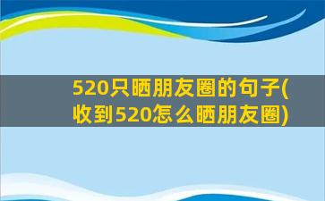 520只晒朋友圈的句子(收到520怎么晒朋友圈)