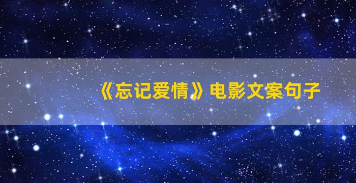 《忘记爱情》电影文案句子