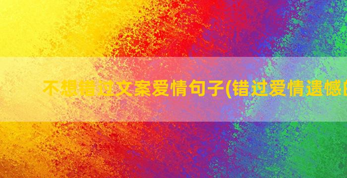 不想错过文案爱情句子(错过爱情遗憾的文案)