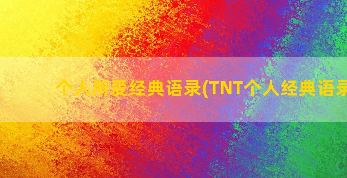 个人所爱经典语录(TNT个人经典语录励志)