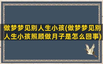 做梦梦见别人生小孩(做梦梦见别人生小孩照顾做月子是怎么回事)