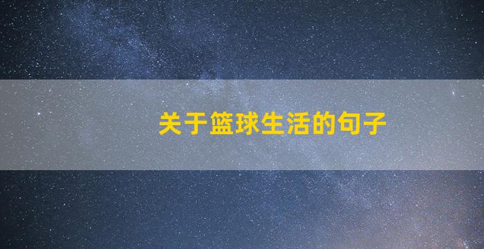 关于篮球生活的句子