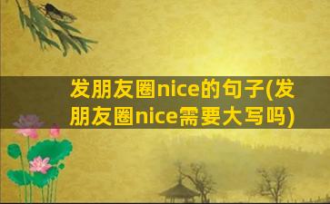 发朋友圈nice的句子(发朋友圈nice需要大写吗)