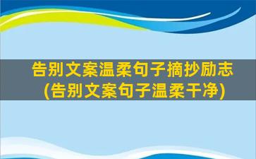 告别文案温柔句子摘抄励志(告别文案句子温柔干净)