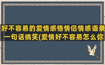 好不容易的爱情感悟情侣情感语录一句话搞笑(爱情好不容易怎么你就不敢了呢)