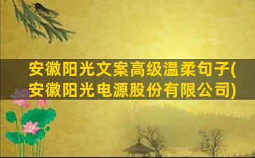 安徽阳光文案高级温柔句子(安徽阳光电源股份有限公司)