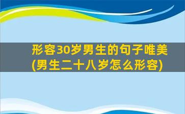 形容30岁男生的句子唯美(男生二十八岁怎么形容)