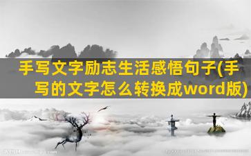 手写文字励志生活感悟句子(手写的文字怎么转换成word版)