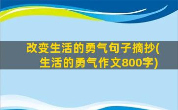 改变生活的勇气句子摘抄(生活的勇气作文800字)