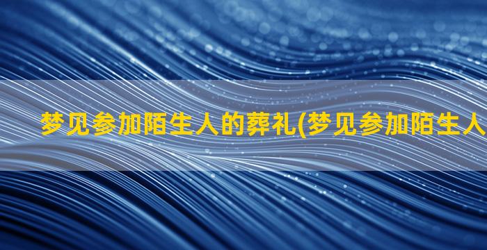 梦见参加陌生人的葬礼(梦见参加陌生人的生日宴)