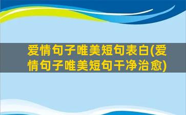 爱情句子唯美短句表白(爱情句子唯美短句干净治愈)