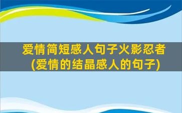 爱情简短感人句子火影忍者(爱情的结晶感人的句子)