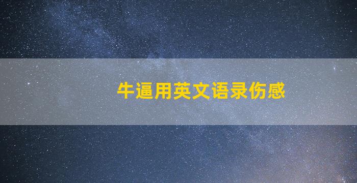 牛逼用英文语录伤感