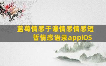 蓝莓情感于谦情感情感短暂情感语录appiOS