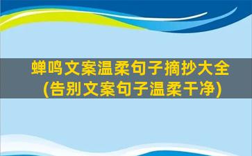 蝉鸣文案温柔句子摘抄大全(告别文案句子温柔干净)